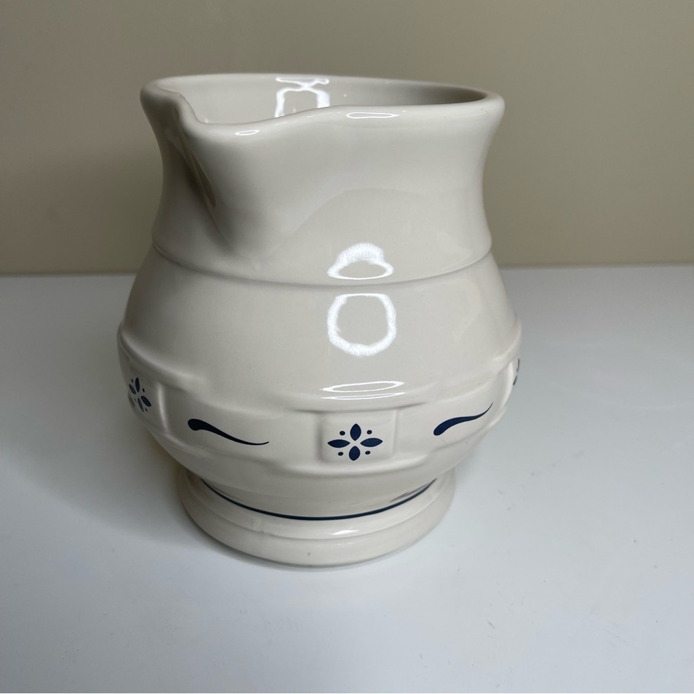 Longaberger Pottery Woven Traditions Small Juice Pitcher Heritage Blue